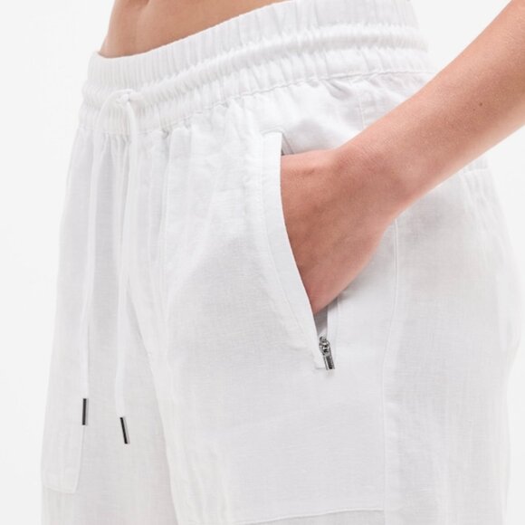 Athleta Retreat Linen High Rise Wide Leg Pant - Petite Large / White - Picture 10 of 12